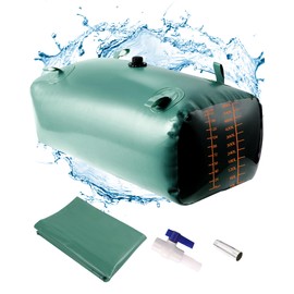 Ezcasch Water Storage Bladder with Graduated Visible, Large Capacity Water Storage Containers, PVC Water Tank with Valve and Overflow Kit, Foldable Tank for Outdoor and Emergencies 158gal/600L, Green