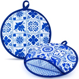 Honeydak 2 Pcs 10 Inch Tortilla Warmer Pouch, Mexican Talavera Pattern Microwavable Insulated Cloth Pouch for Tortillas, Tacos, Naan, and Pizza Rolls