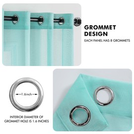 MIULEE 2 Panels Sheer Window Curtains Elegant Window Voile Panels Drapes Treatment for Bedroom Living Room 46" Wx72 L Grommet Top Turquoise