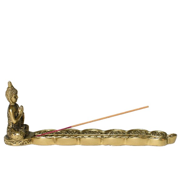 Gold Buddha Statue Incense Burner, Incense Holder for Sticks, Incense