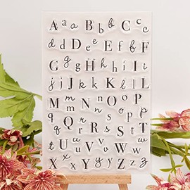 26 Alphabet Clear Stamps Silicone Stamp Cards with Sentiments, Capital Lowercase 26 Letter Transparent Seal Stamps for Holiday Card Making Decoration and DIY Scrapbooking Album DIY Crafts