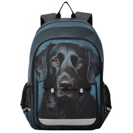 senya Dog Backpack for Boys Girls, Black Labrador Dog Portrait Backpack Students Bookbag Daypack for School Primary Teens, A01E23034