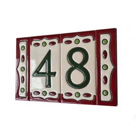 Spanish Hand Painted Nazari M-4 Ceramic 11 x 5.5 cm or 5.5 x 11.0 cm House Number Tiles (Number 4)