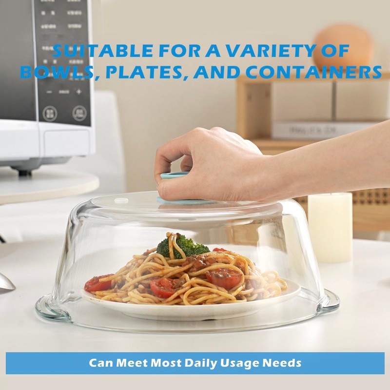 Tall Glass Microwave Splatter Cover for Food with Vent Hole