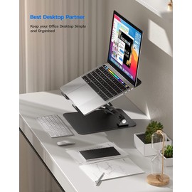 Nulaxy Fully Adjustable Laptop Stand for Desk, Dual Foldable Aluminum Computer Riser with Heat-Vent, Ergonomic Notebook Holder Portable Office Accessories Compatible with All 10-17" Laptops, Black