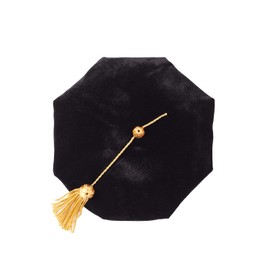 UIALECG Doctoral Graduación Tam PhD terciopelo negro con borla de lingotes dorados, gorra de doctorado de 8 lados, Negro, Talla única