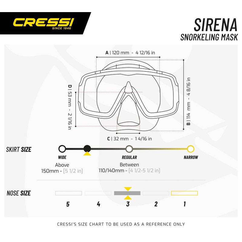 Cressi Sirena Black Scuba Diving and Snorkeling Mask - Black