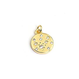 Vintageparts Pendant as Plate with Zirconia Made of Brass with Long-Lasting Coating 14 mm 1 Piece for Jewellery Making Yourself