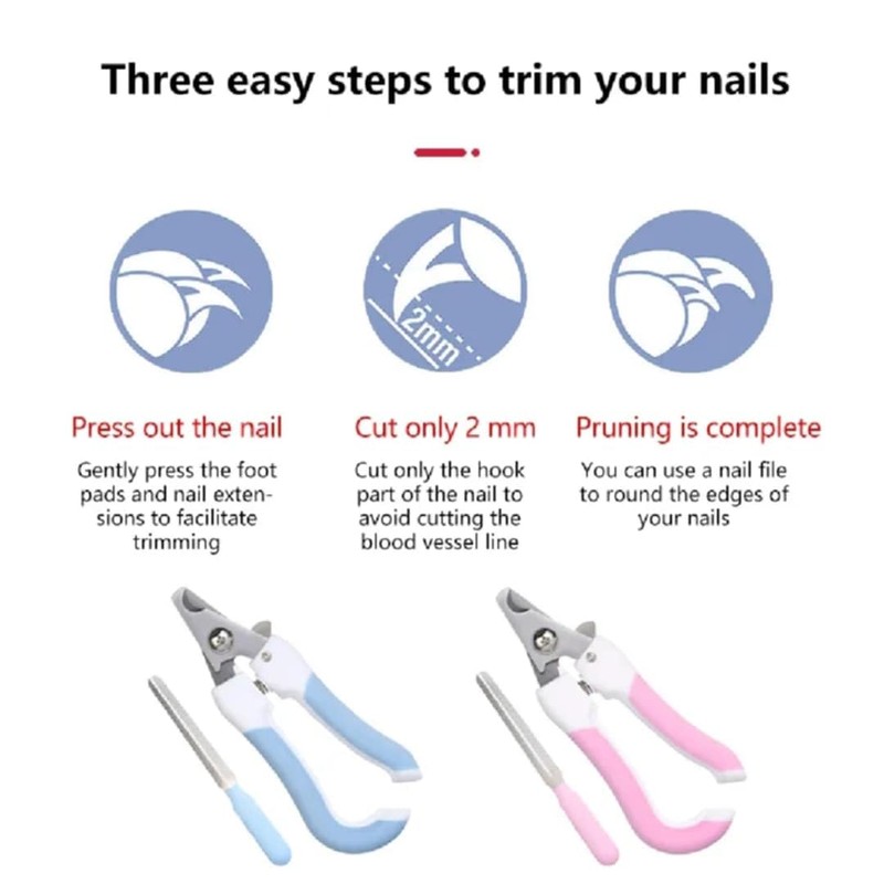 Blue Pet Nail Clipper with File Stainless steel nail clipper
