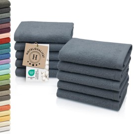 ZOLLNER Flannels, Set of 10, Soft and Absorbent, Washable up to 95 °C, Cotton, 30 x 30 cm, Grey