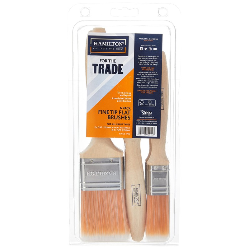 Hamilton for The Trade Flat Tip Paintbrushes Brushes 6 Pack