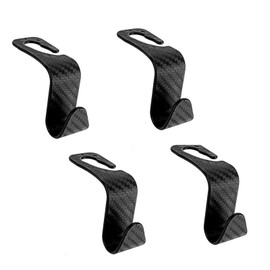 Car Hooks, Pack of 4 Car Headrest Hooks, Car Hooks, Back Seat, Portable Organiser Holder, Multifunctional Car Storage Hooks for Hang Bag, Handbag, Food Bags (Black)