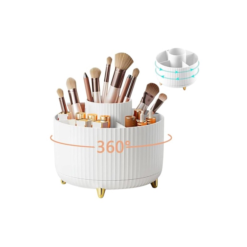 Organizador de Maquillaje, Porta Plumas Escritorio Giratorio 360 Grados
