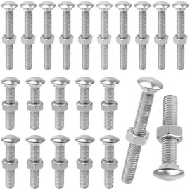 20 Sets M6 M8 Carriage Bolts, Silver Carriage Bolts with Nuts, Cup Square Carriage Bolts, Stainless Steel Coach Bolts, Coach Bolts with Hex Nuts, Round Head Coach Bolts Screws for Wood Metal