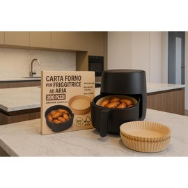 Backpapier für Luftfritteuse, 200 Stück, Maße 20 x 20 x 4,5 cm, antihaftbeschichtet, hitzebeständig, zum Einweg, ideal für Air Fryer und gesundes Kochen