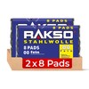RAKSO Steel Wool Fine 00-16 Pads - 2 x 8