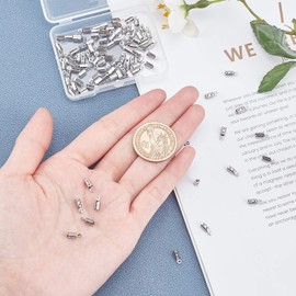 UNICRAFTALE Pack of 100 Foldable Crimping Leather Band Clasp Folding End Caps 3 mm Wide Chain Clasp Clamping Tips Jewellery Making for Bracelets Stainless Steel Colour