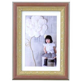 ラーソン・ジュール フォトフレーム マジョルカ ハガキ(4x6インチ=内寸102x152mm)L判用中抜きマット(窓寸74x120mm)付き シルバーxピンク LJPF0027