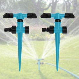 Proxima Direct 2 Pack Yard Sprinkler 360° Rotating Lawn Sprinkler with Up to 3,000 Sq. Ft Coverage - Adjustable, Weighted Gardening Watering System (Blue)