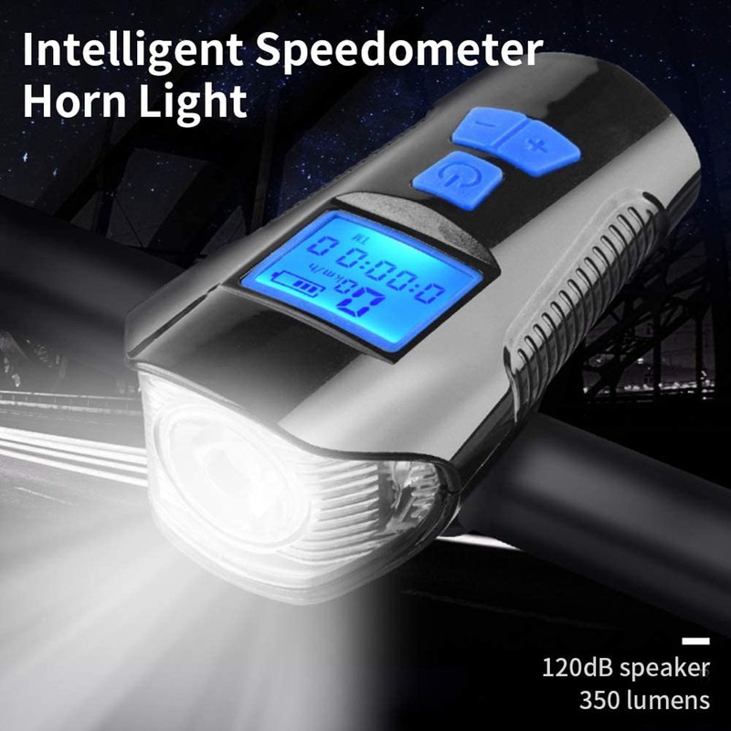 Bike Speedometer Front Light USB Rechargeable Night Light Riding Odometer