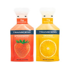 Transcend Foods Strawberry + Orange Gels (1.1 oz, Pack of 24) Fast-Acting Carb Gel Strawberry and Orange Flavor – Caffeine Free, Gluten Free