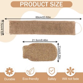 Pack of 2 Back Scrubber for Shower Bamboo Fibre Exfoliating Scrubber Sponge Back Brush Massage Glove