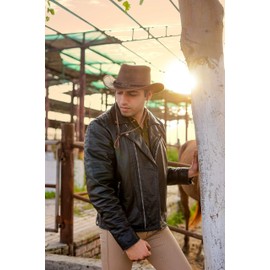 HADZAM Leather Cowboy hat Shapeable into Outback hat, Australian Hats for Men & Women (US, Alpha, Large, Brown)