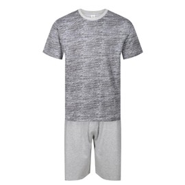 Mens Short Pyjamas PJ Set Sleep Lounge Nightwear M-XXL (Black Grindle XL)