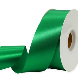 Green Ribbon 1-1/2 Inch x 50 Yards Satin Ribbon Single Face Ribbon for Crafts, Gift Wrapping, Floral Bouquet, Weddings, and Decorations, with Spool