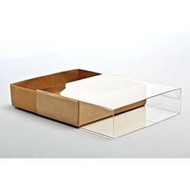 My Craft Supplies 25 Kraft Paper Stationary Boxes w Clear Sleeves, 5 3/8" x 1" x 7 1/2" (A7)