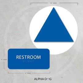 ALPHA DOG ADA SIGNS - Unisex Bathroom Sign Bundle for Business, Wall and Door Restroom Signs, ADA Compliant, Indoor or Outdoor, Easy Installation, Made in the USA - Blue