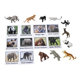 Curious Minds Busy Bags Montessori Endangered Species Animal Match Cards and Figurines. Nomenclature Science Work Continent Box