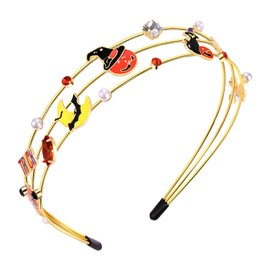 Vokone - Diademas de Halloween para mujer, espeluznante murciélago, bruja, calabaza, varias capas, perlas de vidrio para el pelo, disfraz de Halloween, accesorios para el cabello, regalos (murciélago de calabaza)