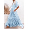 CHARTOU Women's Boho Ruffle Sleeve Flowy Maxi Dress Lace Up