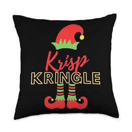 Xmas Elf Shopp Krisp Kringle Elf Christmas Santa Elves Ugly Xmas Sweater Throw Pillow, 18x18, Multicolor