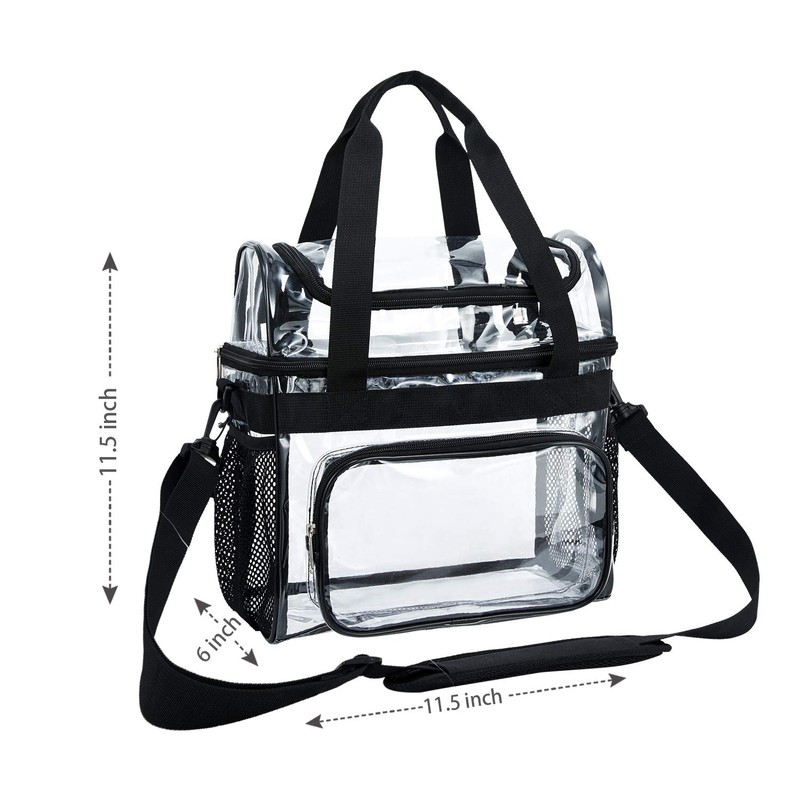 BORMELUN Clear Lunch Bag women Heavy-Duty Tote, Handle Shoulder for