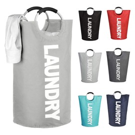 Mziart 90L Large Collapsible Laundry Hamper Laundry Basket with Alloy Handles for College, Camping and Home, Heavy Duty and Durable Thicken Foldable Clothes Storage Washing Bag (Grey)