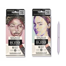 Sennelier Oil Sticks 12 Mini Pieces, Portrait and Stumps