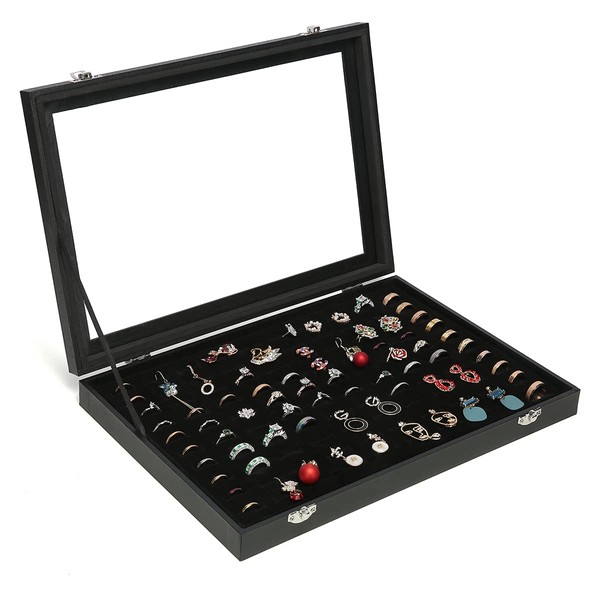 GISK 100 Slots Ring Box Storage Organizer Jewelry Ring Display