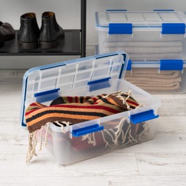 IRIS USA 3 Pack 16 Quart WeatherPro Plastic Storage Box Durable Lid and Seal and Secure Latching Buckles