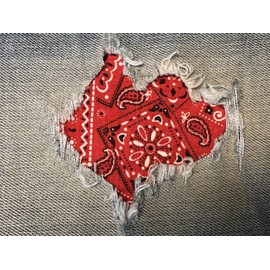 Bandana Fabric Peek-A-Boo Iron ON Patches by Holey Patches in Assorted Colors/Sizes (Red, 3" x 5" (Set of 2))