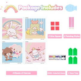 Diamond Art Kits for Kids - Crafts for Girls 8-12 - 4 Pack Dimond Art Paintings - Arts and Crafts for Kids Ages 8-12 - GEM Art Supplies for 4 5 6 7 9 10 Year Old Boys Gifts Home Wall Decor