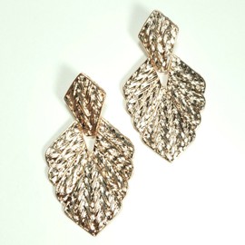 Fashion Jewelry E0114 Boho Bohemian Rose Gold Tone Metal Rhombus Shape Drop Dangle Post Earrings