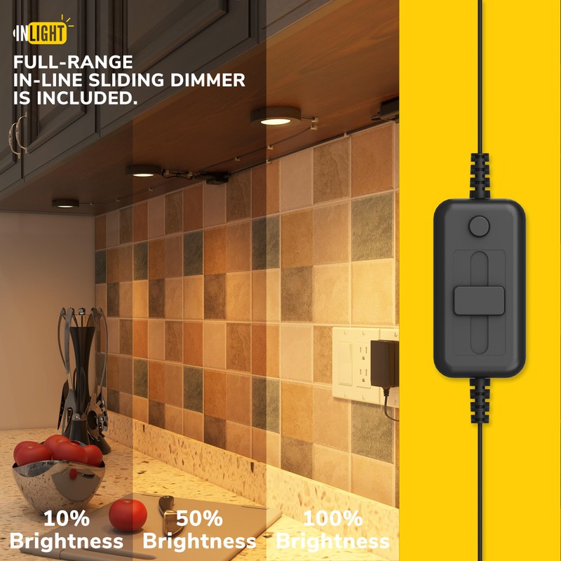 GETINLIGHT 2.75" Under Cabinet LED Puck Lights Kit, Plug-in 12V
