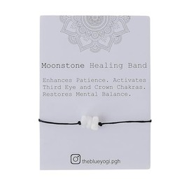 The Blue Yogi Healing band -2 in 1 protection Bracelet/Anklet with an affirmation- Tie Closure (moonstone)