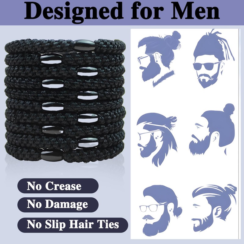 MOTIBACK Pack of 10 Braided Hair Ties for Men and
