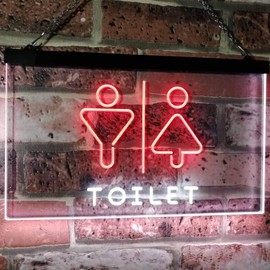 Men Women Toilet Restroom Washroom Dual Color LED Neon Sign White & Red 12" x 8.5" st6s32-i2774-wr