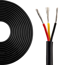22/3 Electrical Wire 25FT 22 Gauge 3 Core Cable Wire UL2464 3 Conductor Wire Electrical Cord Tinned Copper Low Voltage Wire Stranded PVC Cord