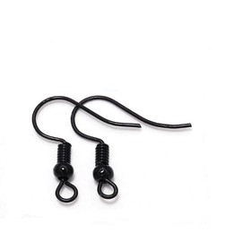 100Pcs Black 20×17mm Black Earring Hooks Hypo-allergenic Ear Wires Fish Hooks with Ball and Coil Earring Wires Jewelry Findings for DIY Jewelry Making Parts Supplies,Jewelry Findings
