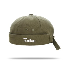 YAMEE Docker Cap Men's Vintage Embroidered Sailor Hat Women's Trendy Street Fashion Beanie Hat Unisex Adjustable Sailor Hat Men's Casual Harbour Hat Biker Hat (Cap Circumference: 56-58 cm), Army Green